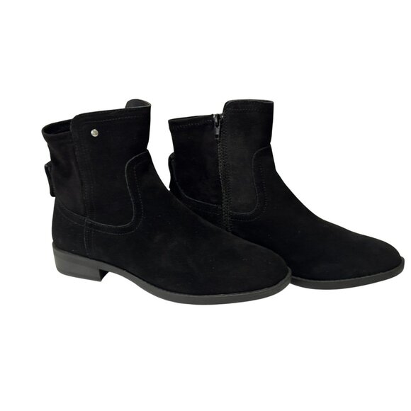 NEW Very Volatile Los Angeles Jericho Sz 8 Black Suede Leather Booties Side Zip - Picture 1 of 12
